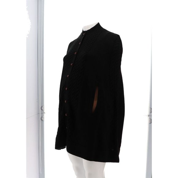 Patricia Nash Button-Front Long Cable Knit Sweater Cape Black 7285400 - Picture 2 of 8